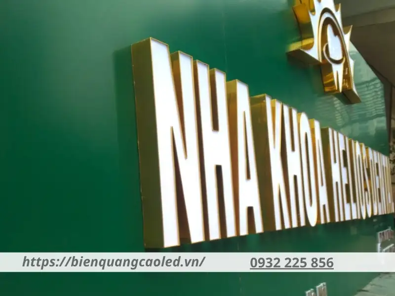 Mẫu biển hiệu nha khoa chữ nổi inox bền đẹp, sang trọng