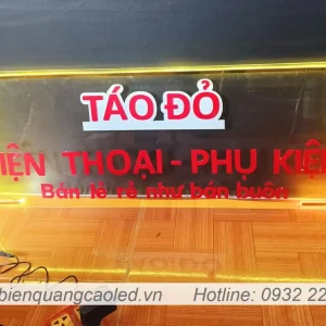 Bang hieu mica 3mm sang den chu dan